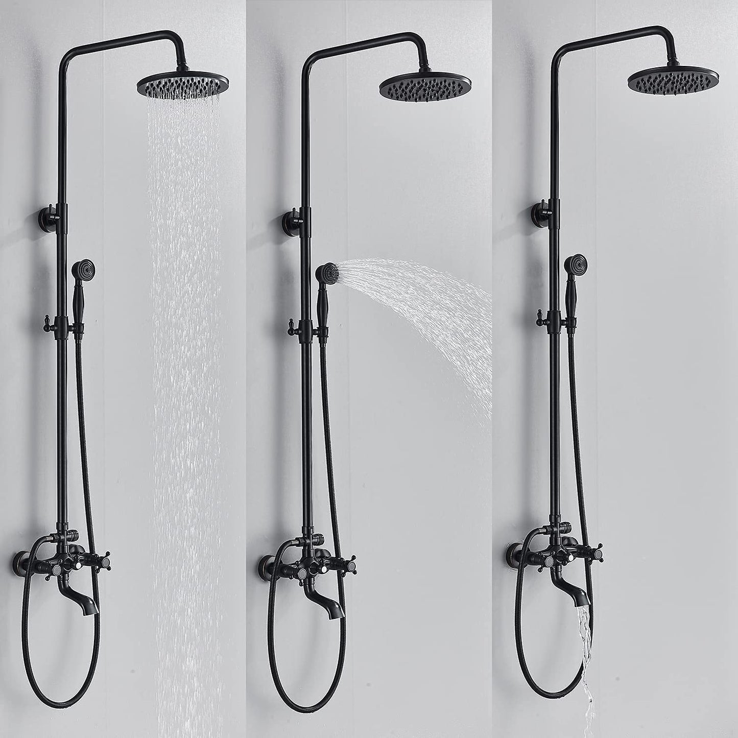 Juego de Llave de Ducha NeierThodore Bronce Aceitado con Sistema Completo Montado en la Pared