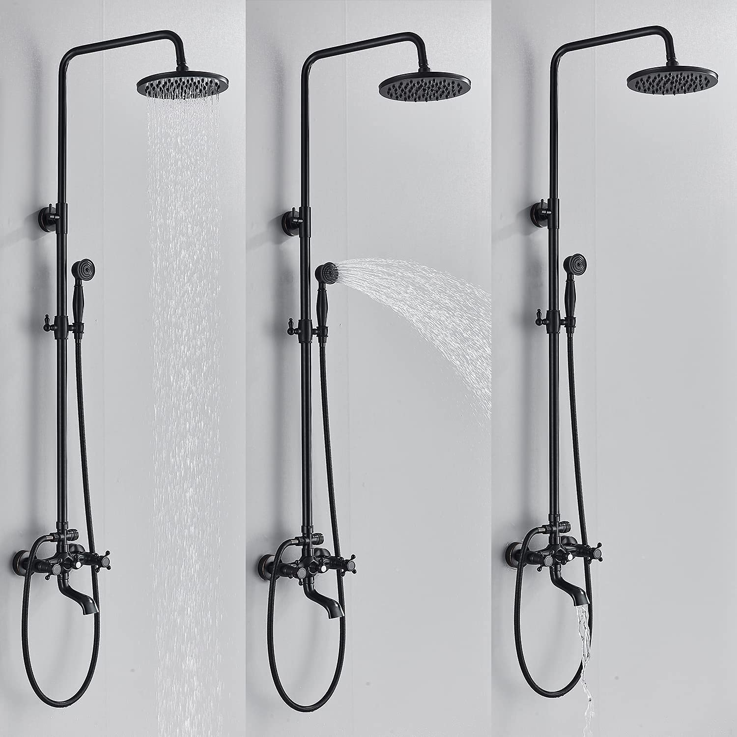 Juego de Llave de Ducha NeierThodore Bronce Aceitado con Sistema Completo Montado en la Pared