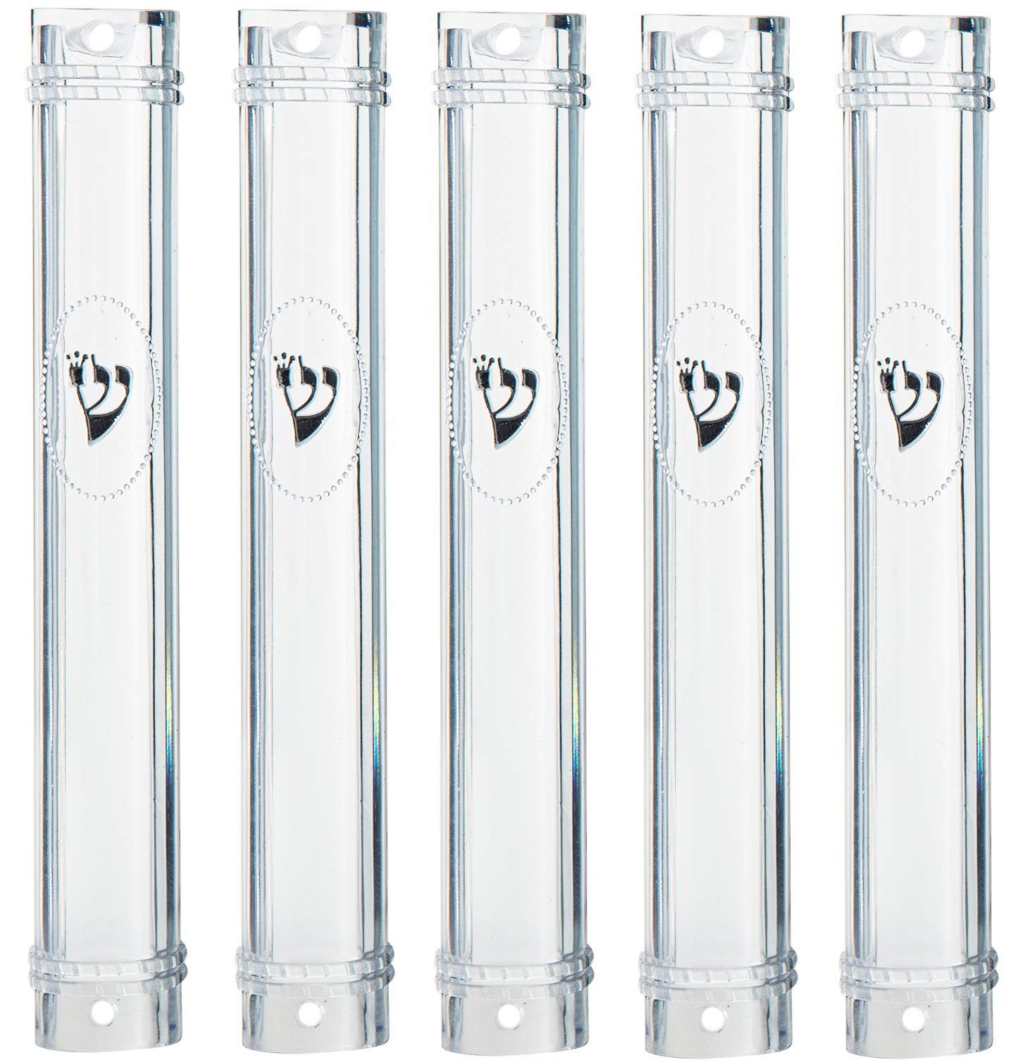 MEZUZAH - Soporte para funda (shidell), plástico semirredondo plateado, impermeable, 5 unidades (transparente, 12)