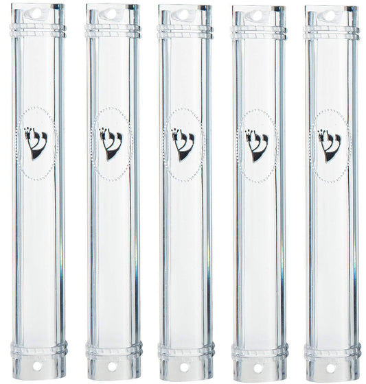 MEZUZAH - Soporte para funda (shidell), plástico semirredondo plateado, impermeable, 5 unidades (transparente, 12)