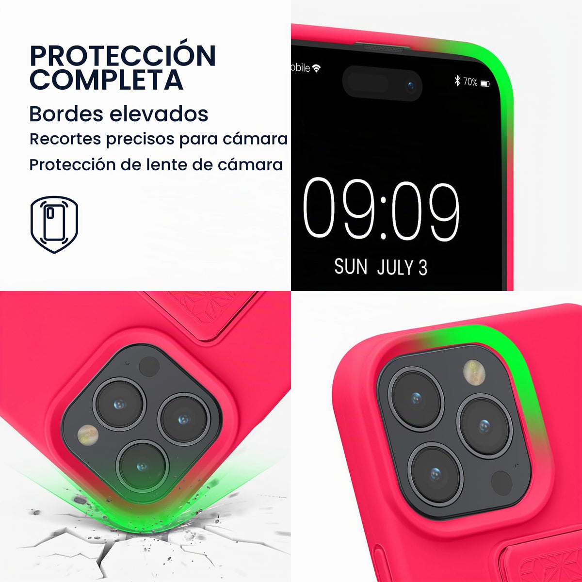 Carcasa kwmobile para Apple iPhone 16 Pro MAX Rosa neón con Soporte y Agarre para Dedo