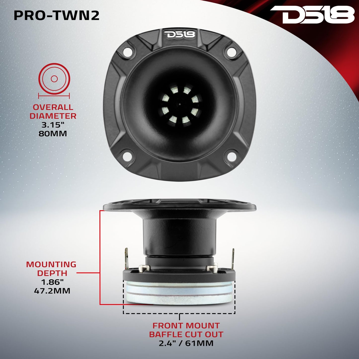 DS18 Pro-TWN2 Driver híbrido de neodimio de Alta compresión de 3 Pulgadas, Altavoz de Agudos Super Bullet de 200 vatios, 1 Pulgada fenólico de 4 ohmios Vc, 1 Altavoz