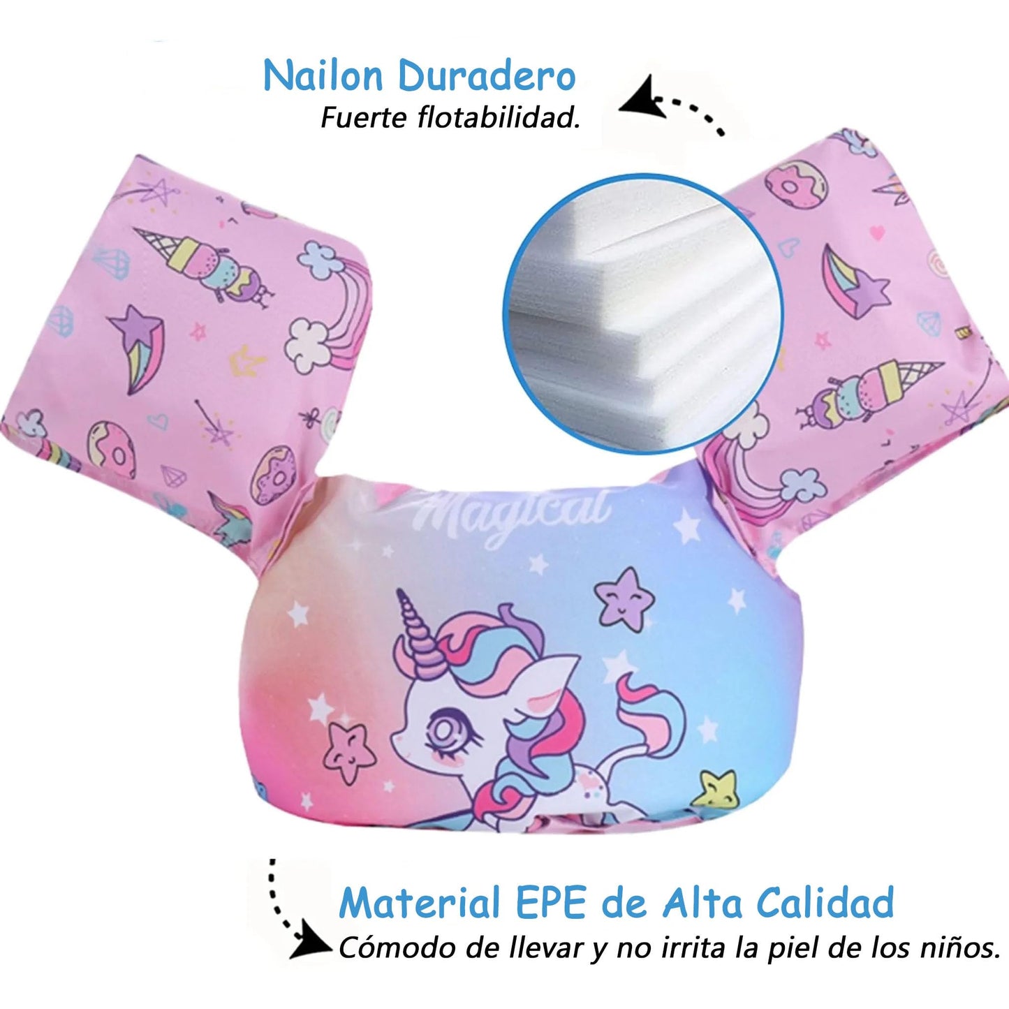 MADELALU Chaleco Salvavidas para Niños de 2 a 6 Años, Chaleco Salvavidas, Seguridad y Doble Cierre para Piscina, Parque Acuático, Lago y Playa