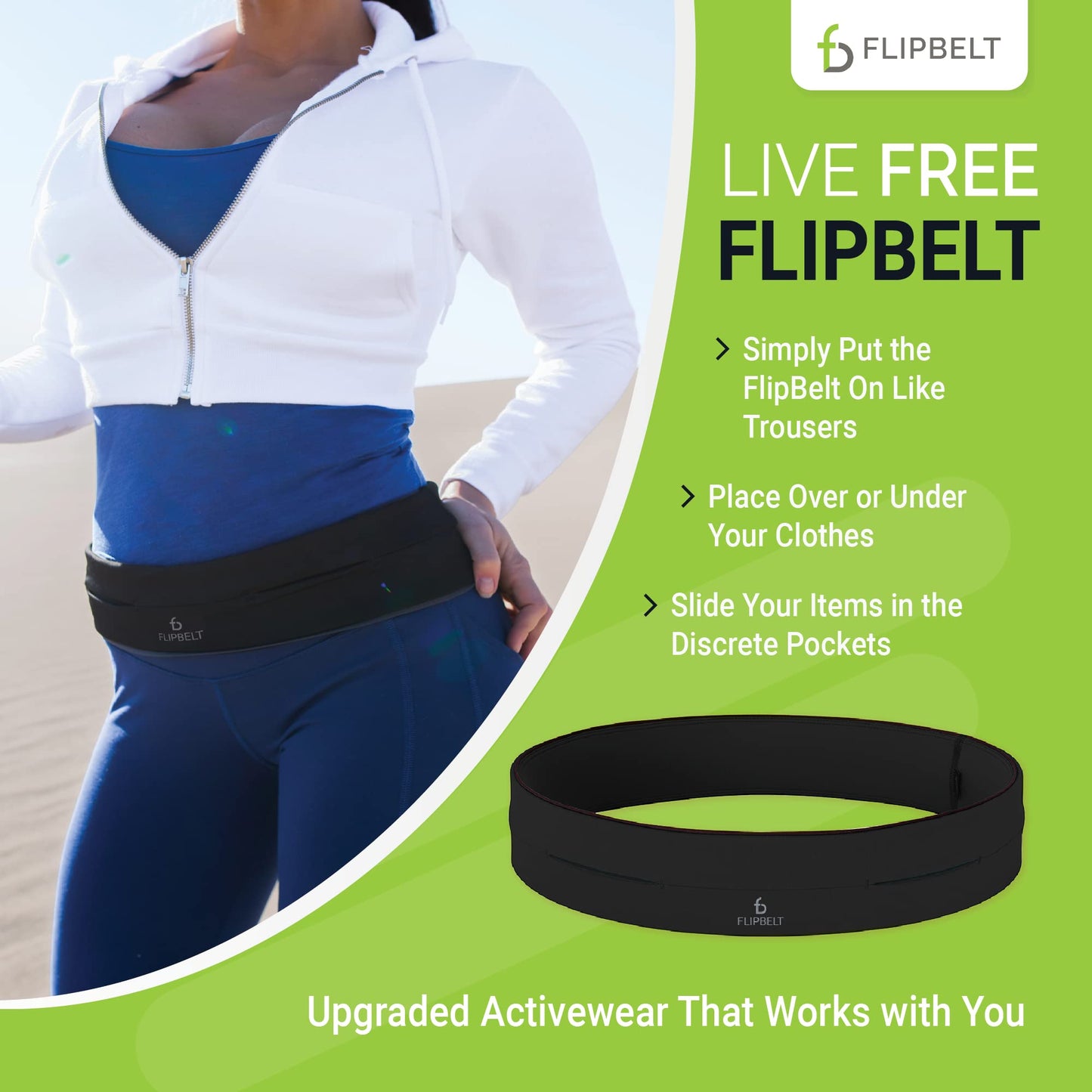 Cinturón Deportivo FlipBelt Negro Pequeño para Hombre y Mujer