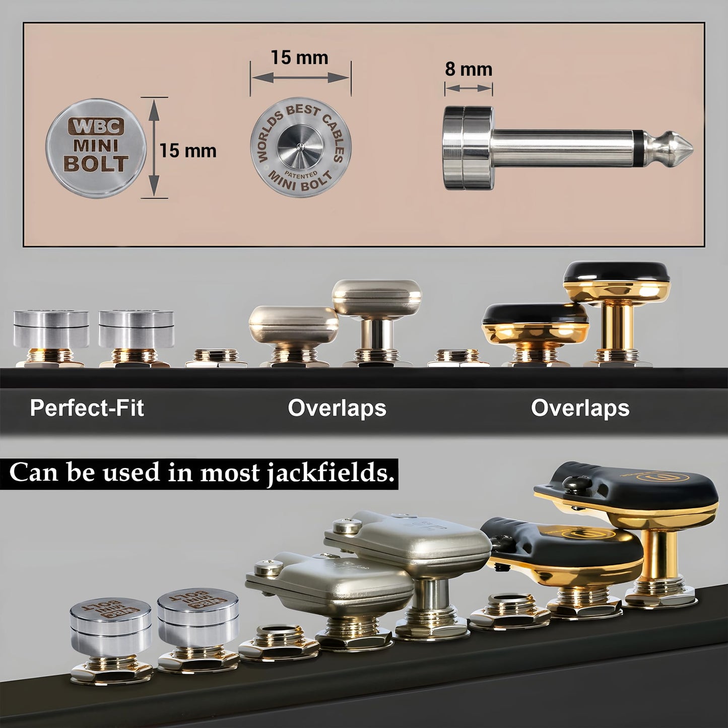 3 unidades - 6 pulgadas - WBC-PRO-PEDAL - 22 AWG - Tapa baja (18pF/ft) - Grado profesional - Base de grafito - pedal de doble blindaje, efectos, parche, cable de instrumento con enchufes TS en ángulo