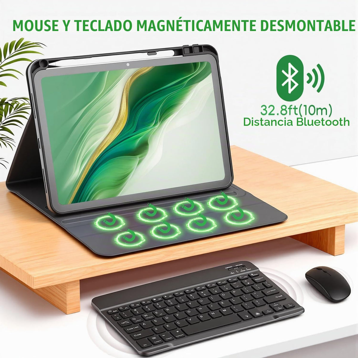 Funda Teclado LUIOOXEIM Negro con Ratón para iPad 10 y 11 Generación Retroiluminado 7 Colores Extraíble 10,9 a 11 Pulgadas