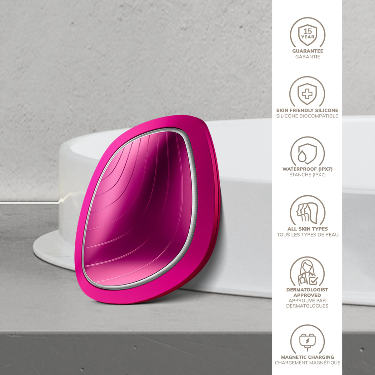 GESKE | SmartAppGuided™ Sonic Warm & Cool Mask | 9 en 1 | Máscara facial LED de belleza | Espectro LED completo y terapia de luz roja | Calor/frío | Mayor absorción de productosl | masajeador facial