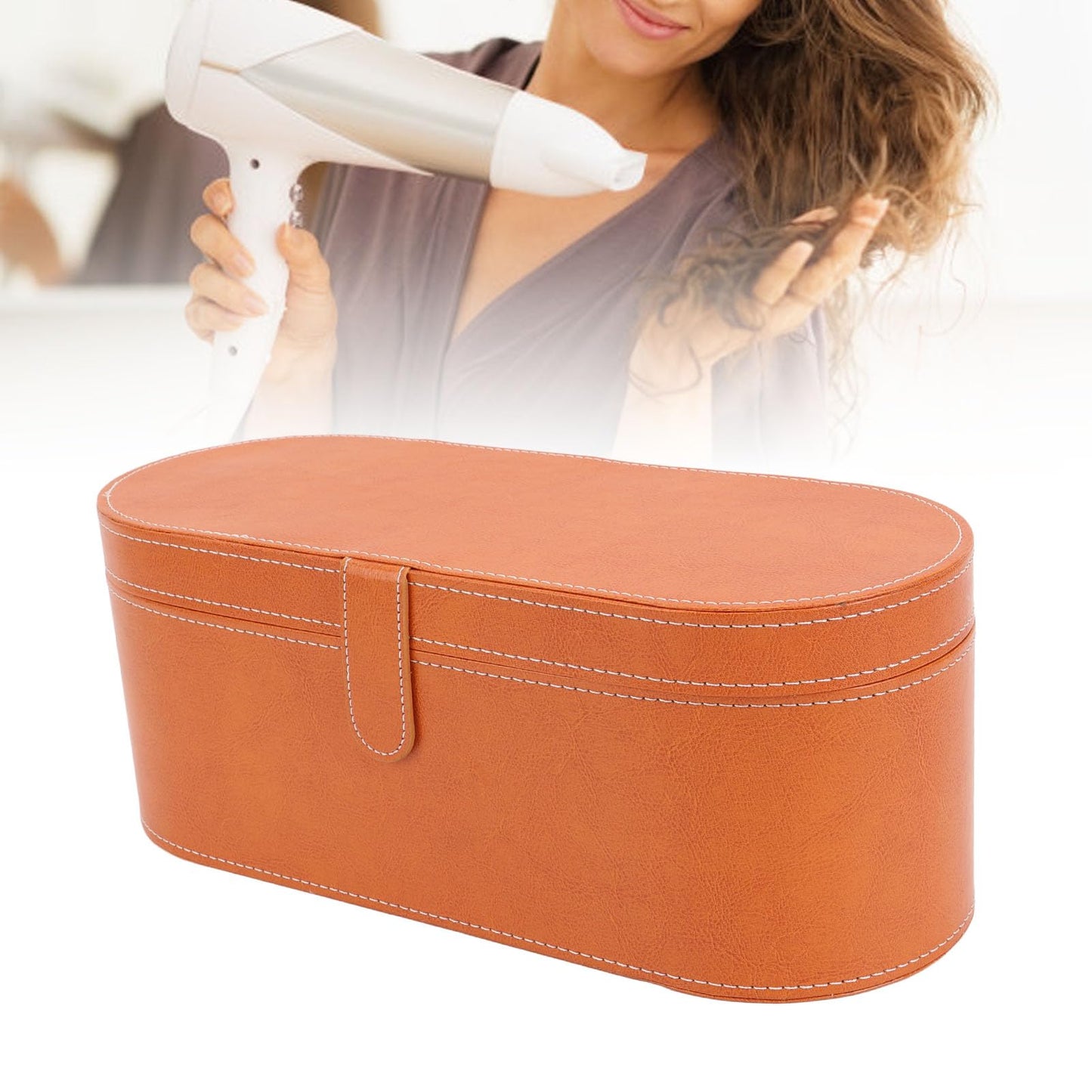 Bolsa de Viaje para Herramientas para el Cabello Resistente a Impactos, Elegante Caja de Almacenamiento de Cuero PU para Secador de Pelo, Portátil e Impermeable, Estuche de Viaje