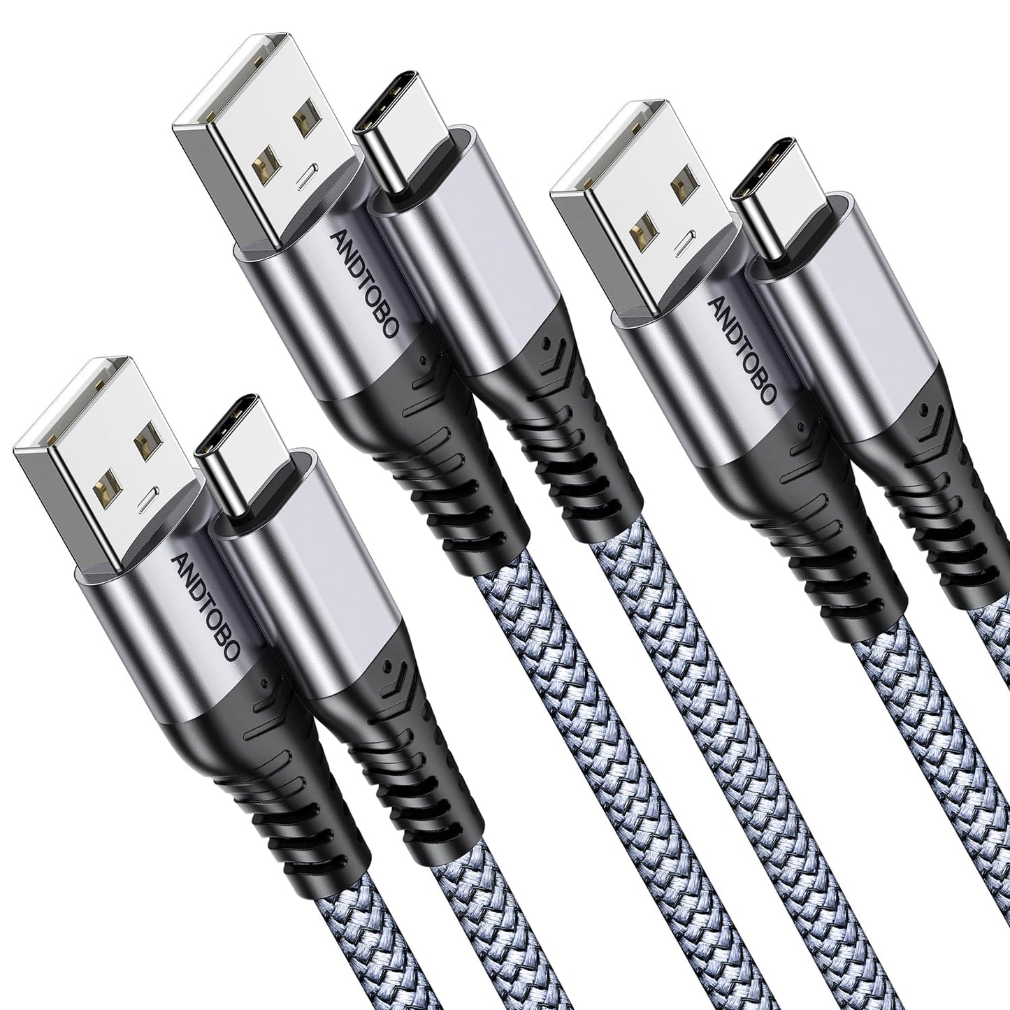 Cable USB C a USB A 3.1A, [3 Unidades 1M] Cable Tipo C Carga Rápida con Trenza de Nailon Compatible con iPhone 15 16 Plus Pro Max, Samsung S21 S22 S23 S23+ S23 Ultra S20 S10 S9 Note 20, Pixel 7