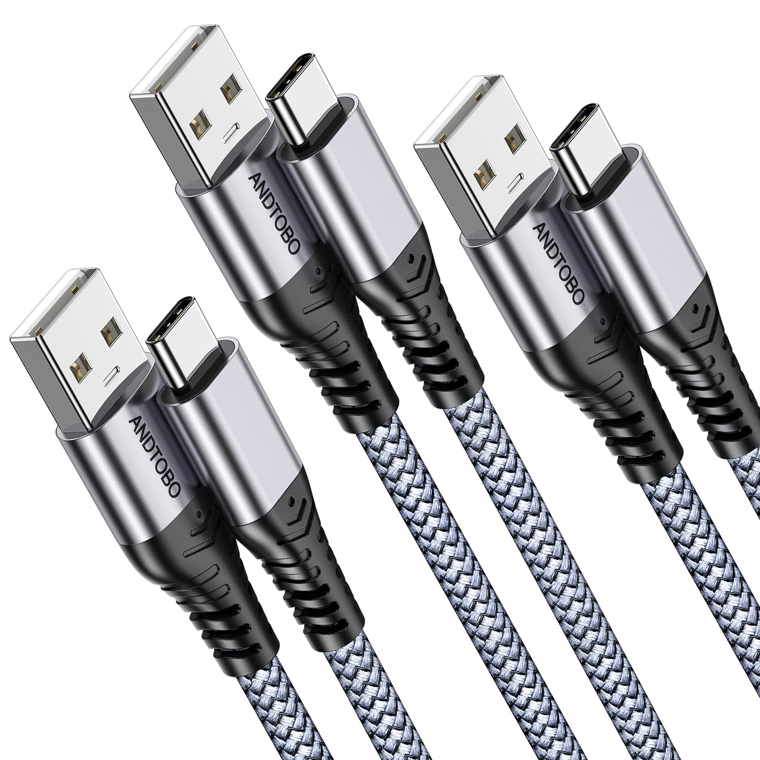 Cable USB C a USB A 3.1A, [3 Unidades 1M] Cable Tipo C Carga Rápida con Trenza de Nailon Compatible con iPhone 15 16 Plus Pro Max, Samsung S21 S22 S23 S23+ S23 Ultra S20 S10 S9 Note 20, Pixel 7