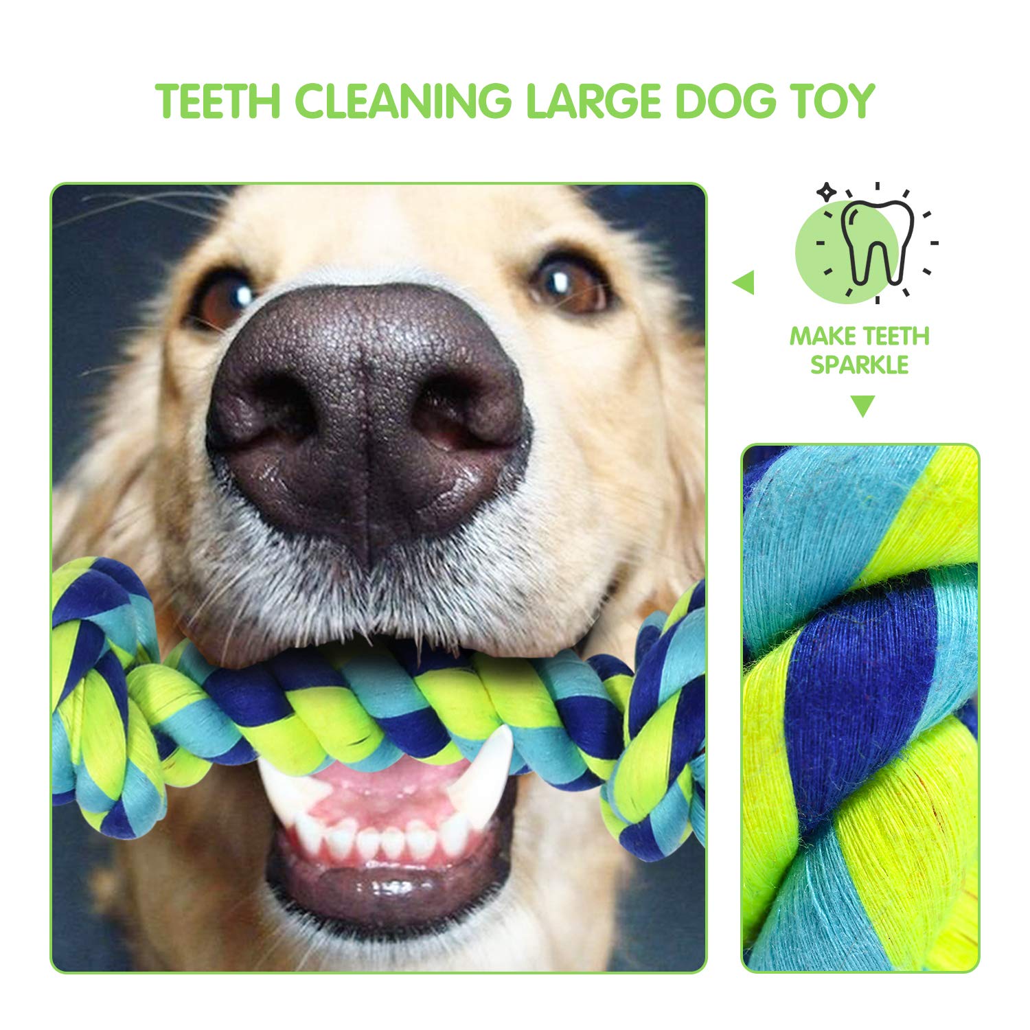 Juguetes para masticar perros grandes, juguetes resistentes para perros agresivos de raza grande, resistente juguete dental para perros medianos, 5 nudos indestructibles juguetes para perros, juguetes de algodón para morder cachorros de dentición masticar