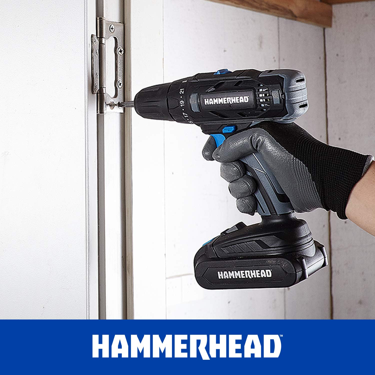 Hammerhead - Kit de 2 herramientas inalámbricas de 20 V Taladro y destornillador de impacto con batería de 1.5 Ah y cargador - HCC2020