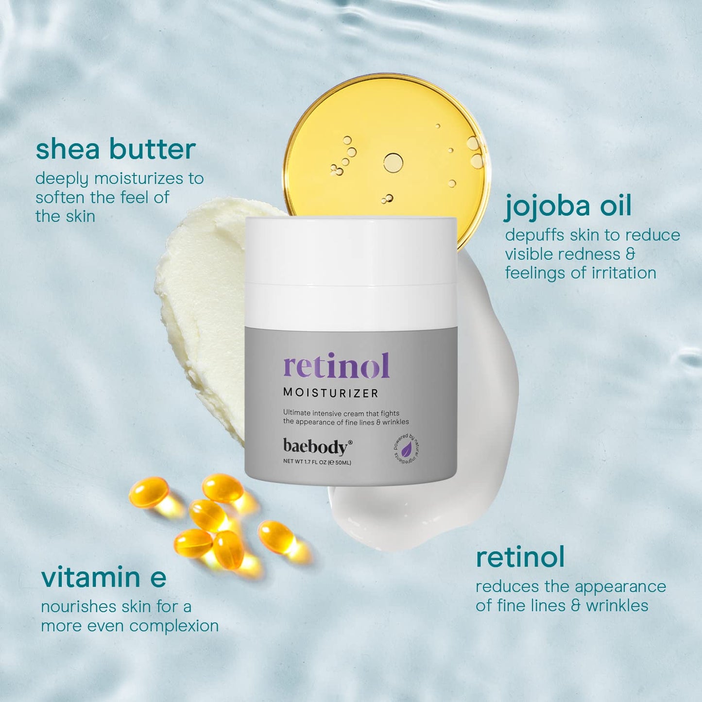 Baebody - Crema Hidratante con Retinol para Rostro y Ojos - 50 ml