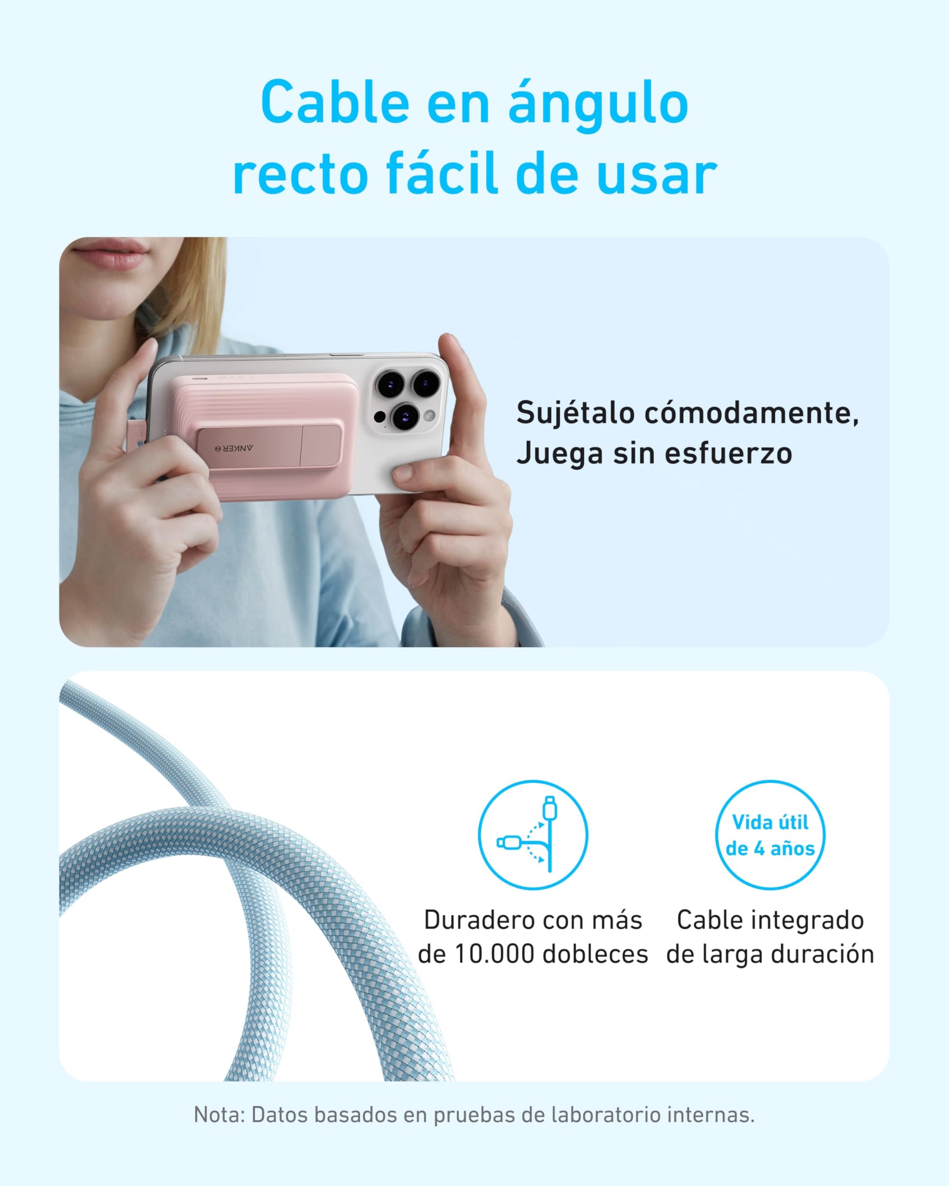 Batería Portátil Anker 10000 mAh Negra con Carga Inalámbrica 15W y Soporte Integrado