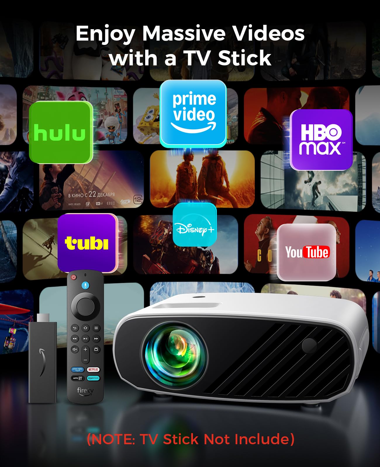 ELEPHAS - Mini proyector para iPhone, proyector HD 1080P actualizado 2024, proyector portátil 8000L con trípode, proyector de película Compatible con Android/iOS/Windows/TV Stick/HDMI/USB