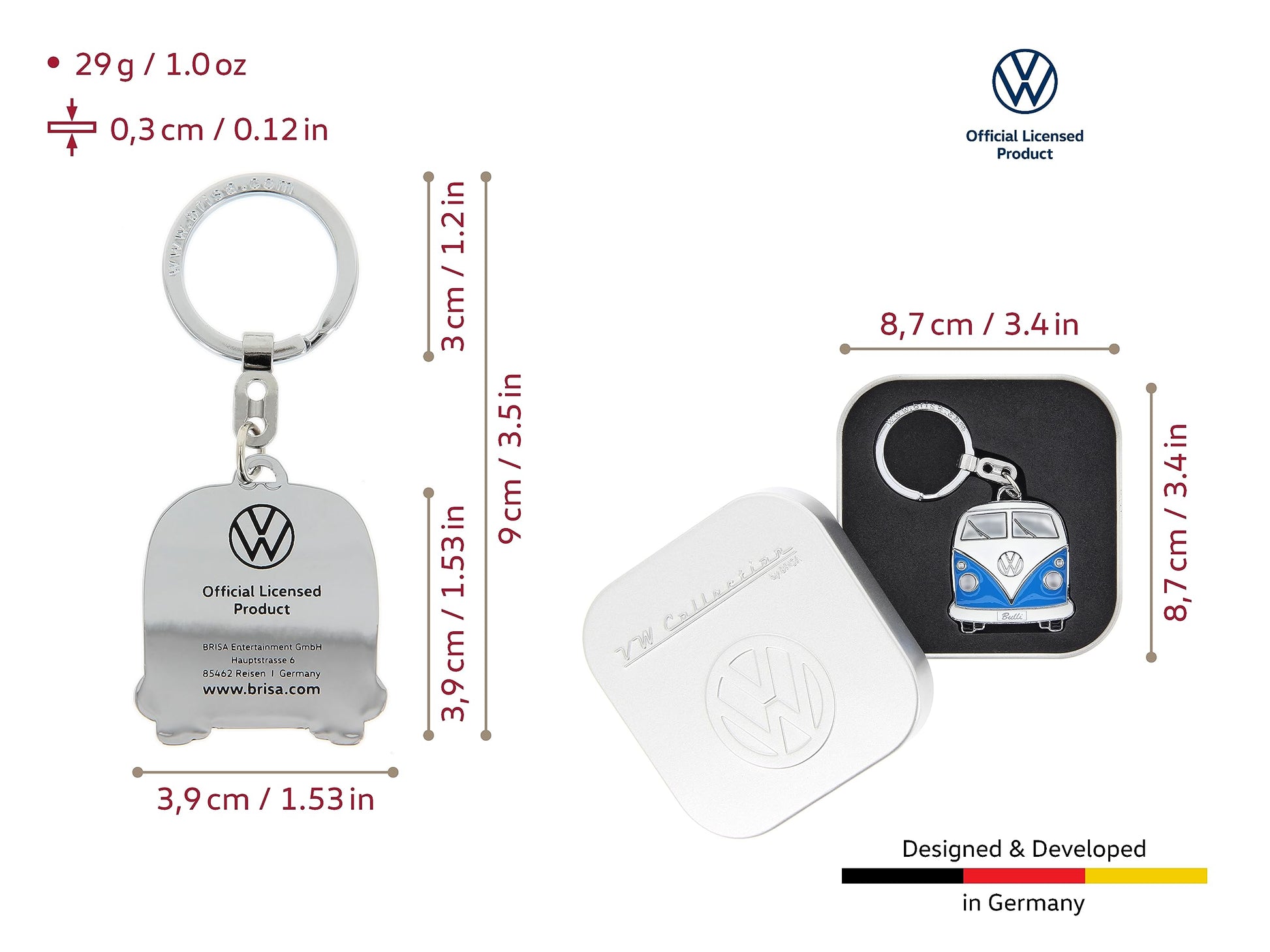 BRISA VW Collection VW T1 Bus Llavero en Caja de Regalo - Azul