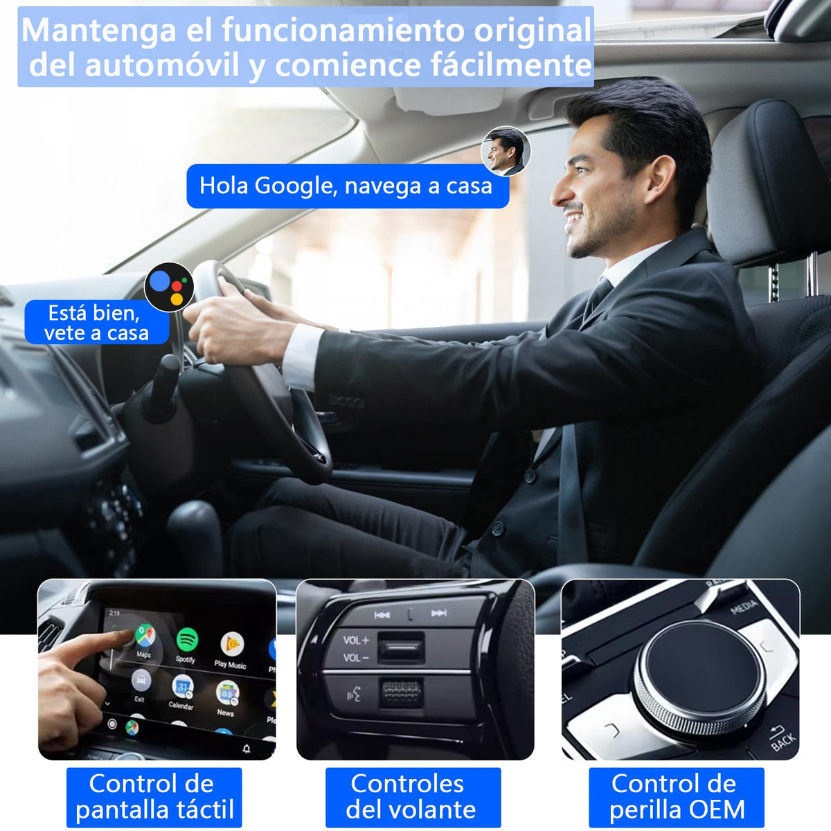 Adaptador Carplay Inalámbrico para Auto 2 en 1 con Android Auto y Conexión Automática