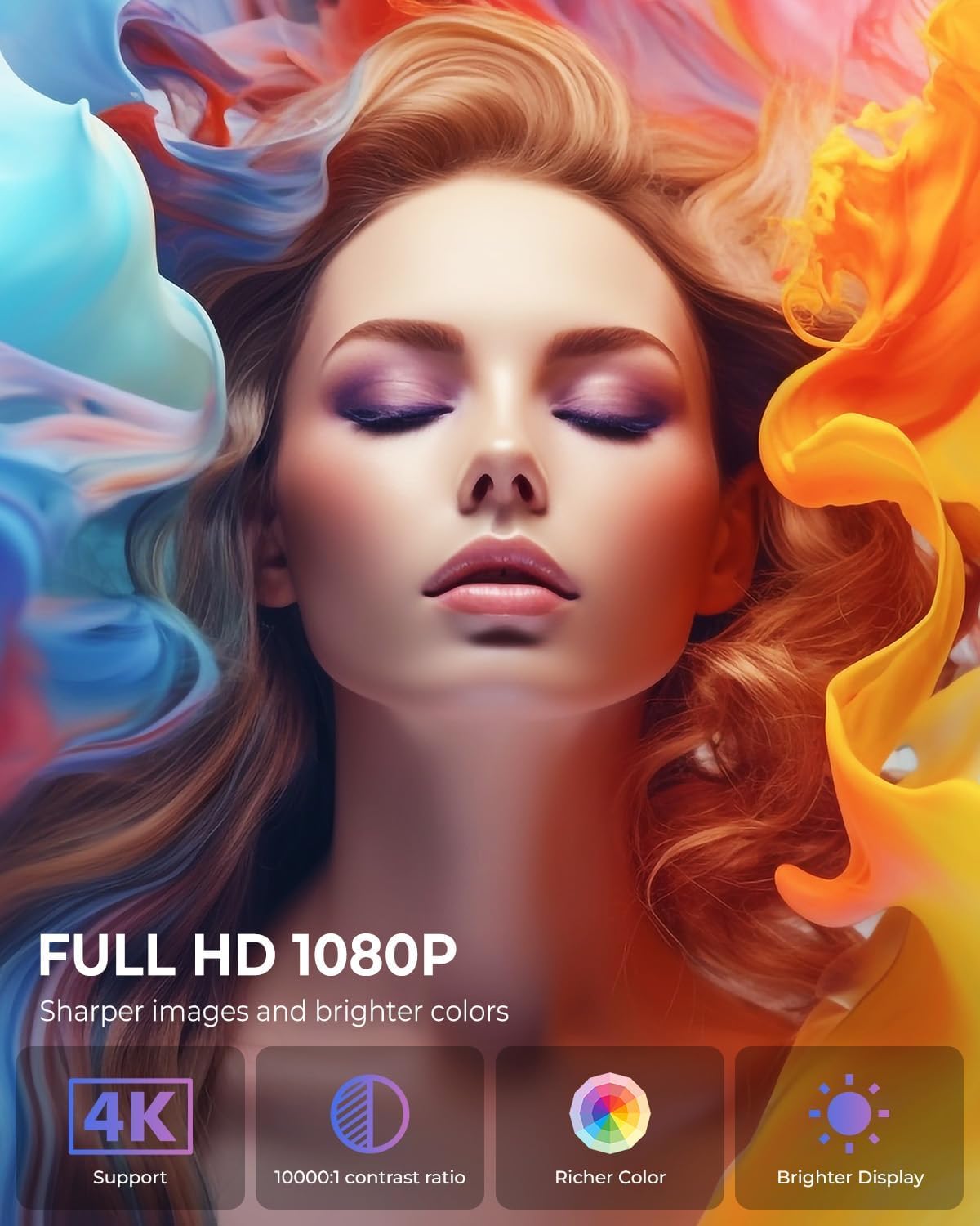 CLOKOWE Mini proyector, 4K 1080P compatible con proyector wifi y bluetooth, soporte ajustable de 270° para cine en casa al aire última intervensión con Android TV OS y 8000+aplicaciones para teléfono