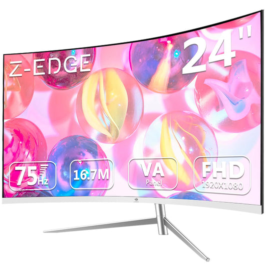 Monitor Curvado Z-Edge LED Full HD 1080P 24 Pulgadas con Frecuencia de Actualización 75Hz y Tecnología de Cuidado Ocular