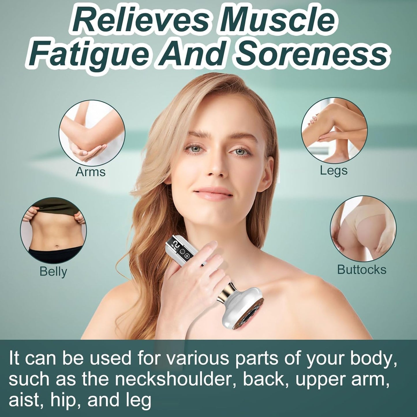 Masajeador Celulitis, Raspador Masajeador EléCtrico, 12 Velocidades con Calor, Incluye Gua Sha y Aceites Esenciales - Mejora Circulación y Firmeza Cutánea, para Abdomen, Piernas, Brazos (Blanco)