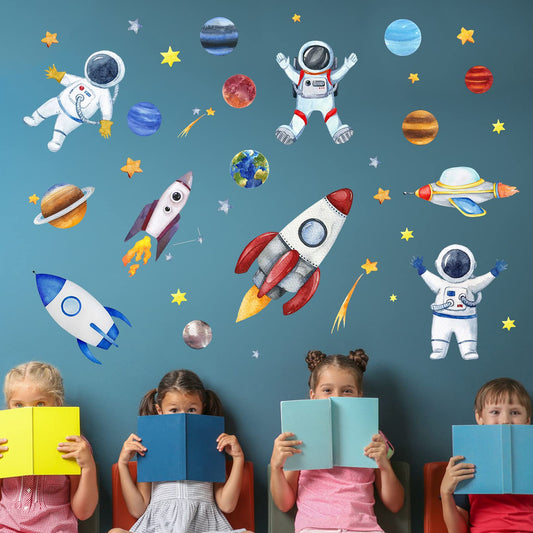 Calcomanía de Pared Yovkky Astronauta Espacio Galaxia Despegar Decoración para Naves Espaciales