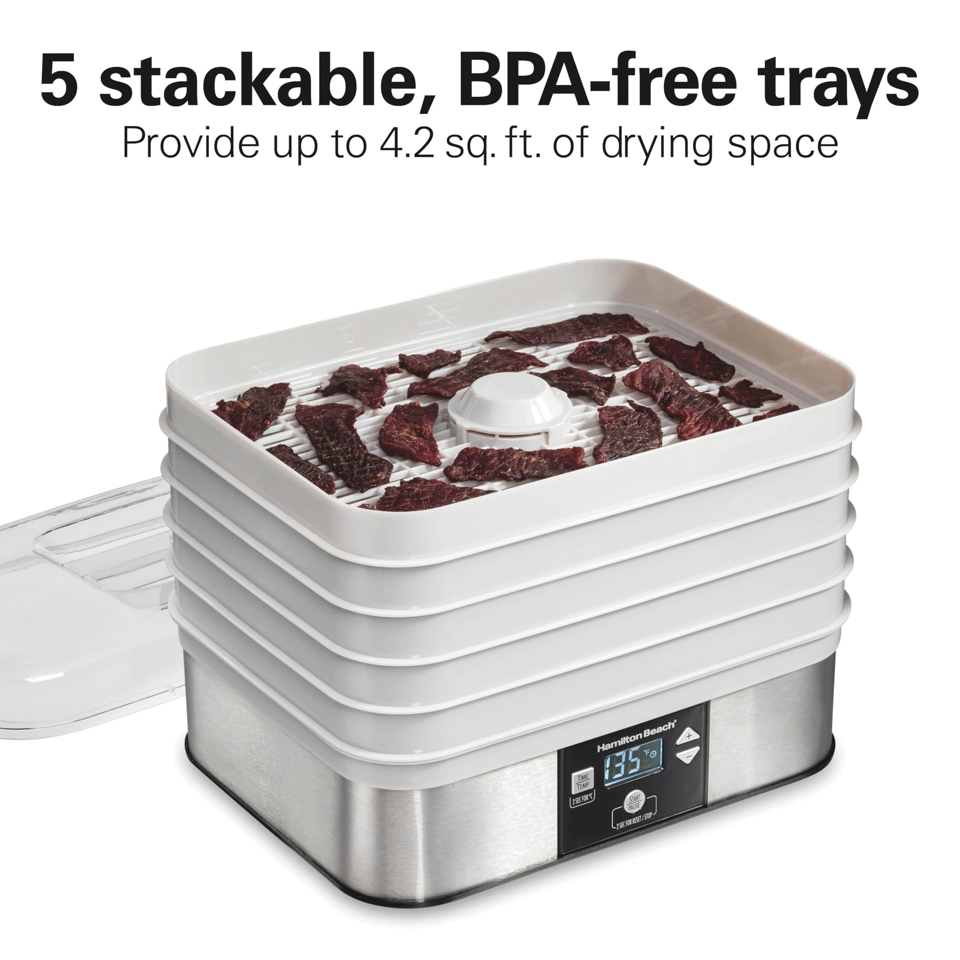 Deshidratador de Alimentos Hamilton Beach Gris con 5 Bandejas Apilables