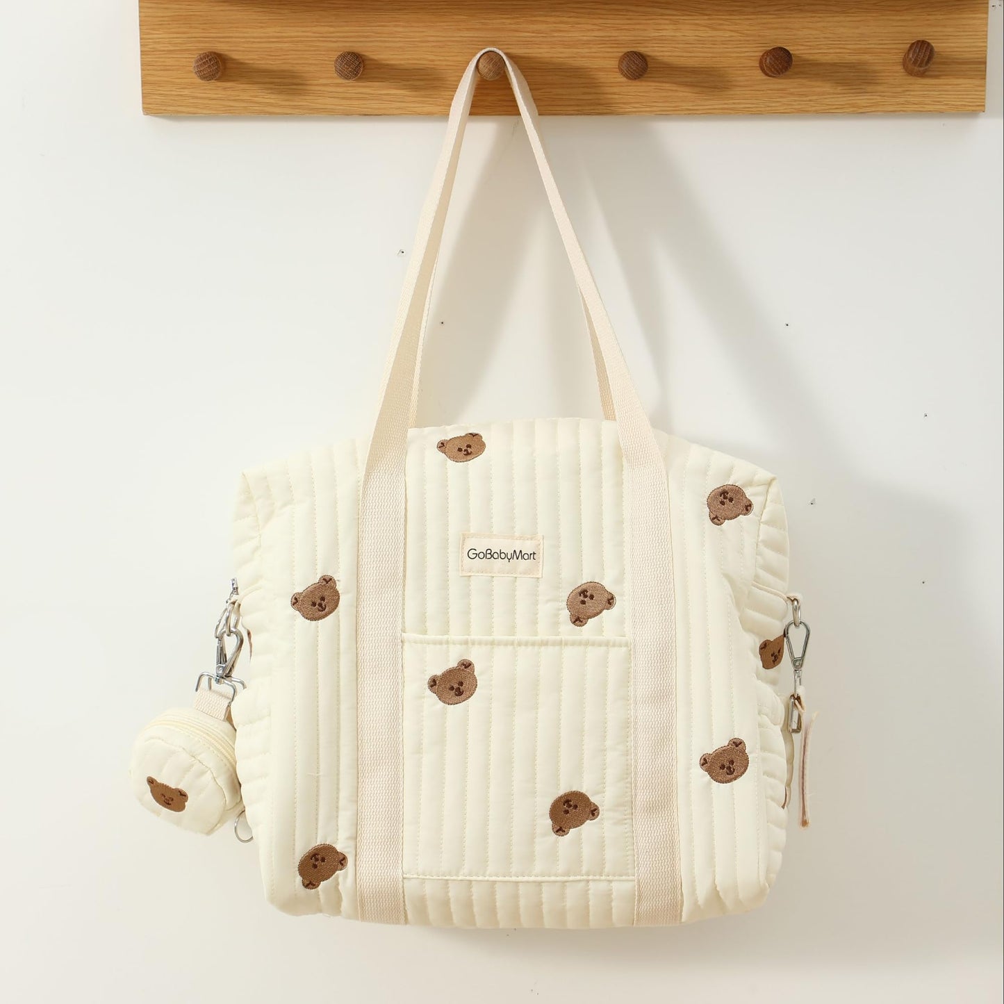 GOBABYMART - Juego de 3 bolsas de pañales, bolsa de hospital para trabajo y parto, bolsa de viaje de maternidad con cambiador y estuche para chupete