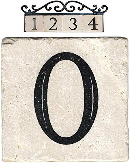 NACH AZ-CLASSIC House Address Number Tiles - #0, Marble/Beige, 4 x 4"