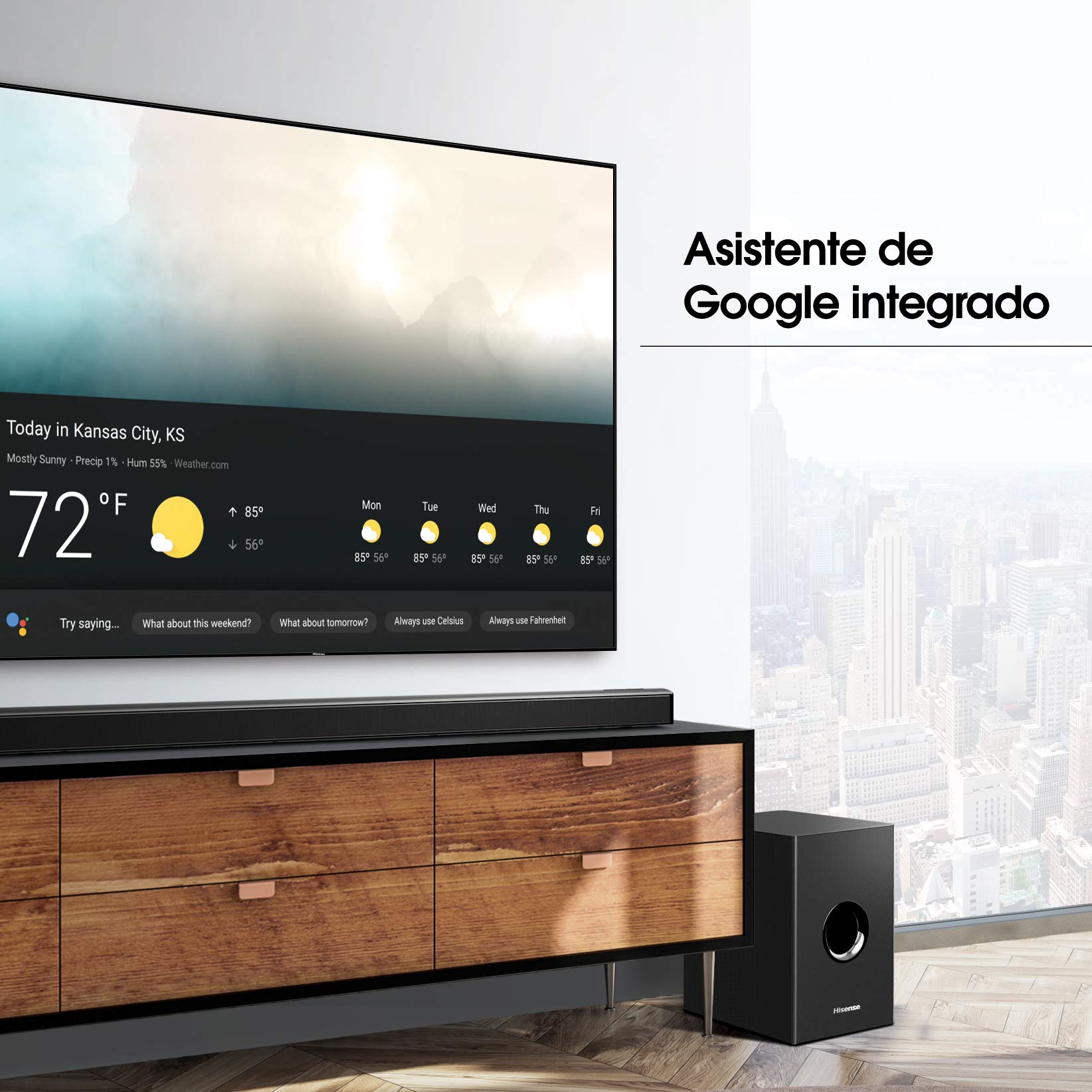 Hisense 55" Serie Quantum H8G Android 4K UHD ULED Smart TV con Asistente de Google, HDR (55H8G)