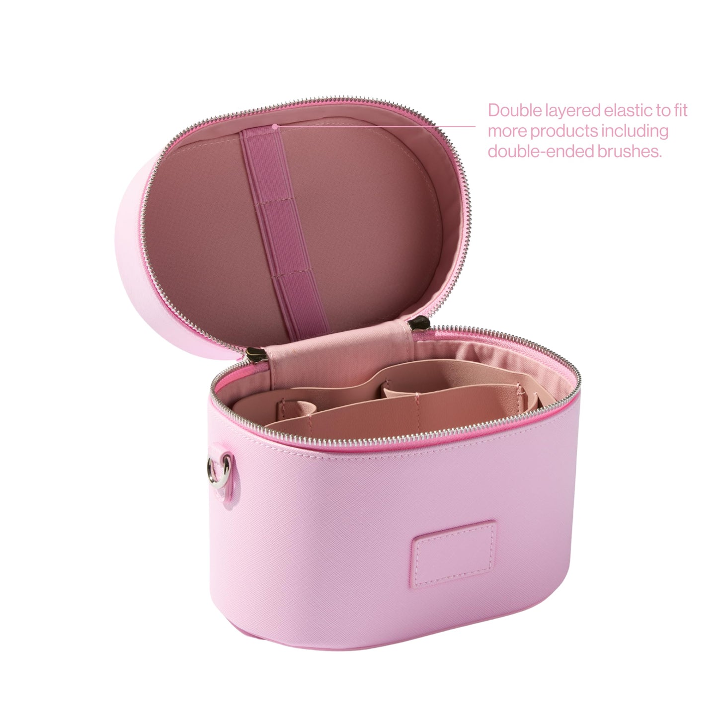 ETOILE - Estuche de aseo ovalado, organizador de bolsa de maquillaje de viaje con correa para el hombro y divisor extraíble, Rosado lavanda, Mini estuche de viaje cosmético