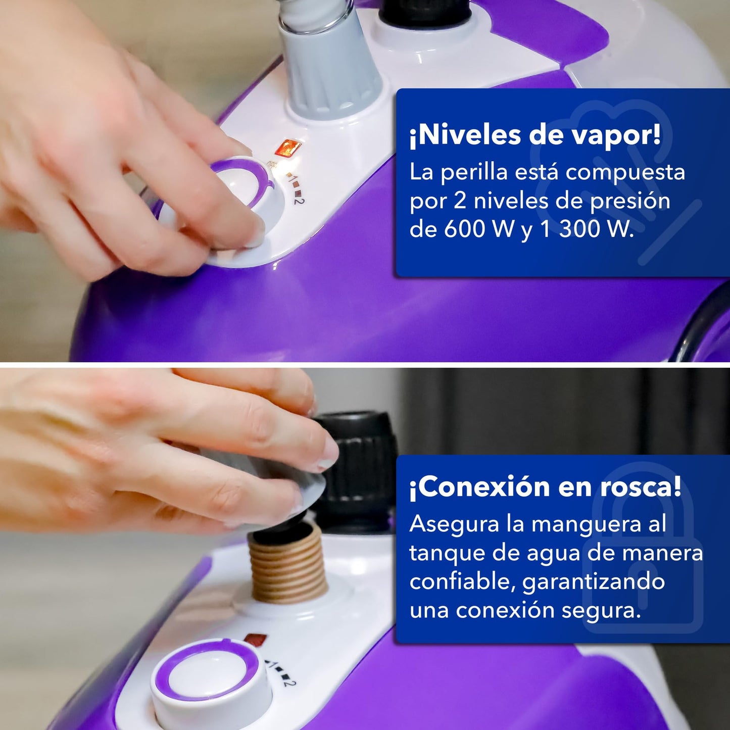 Plancha de Vapor Vertical RCA morada Capacidad 1.3 Litros con Tubo Ajustable y Vapor Continuo
