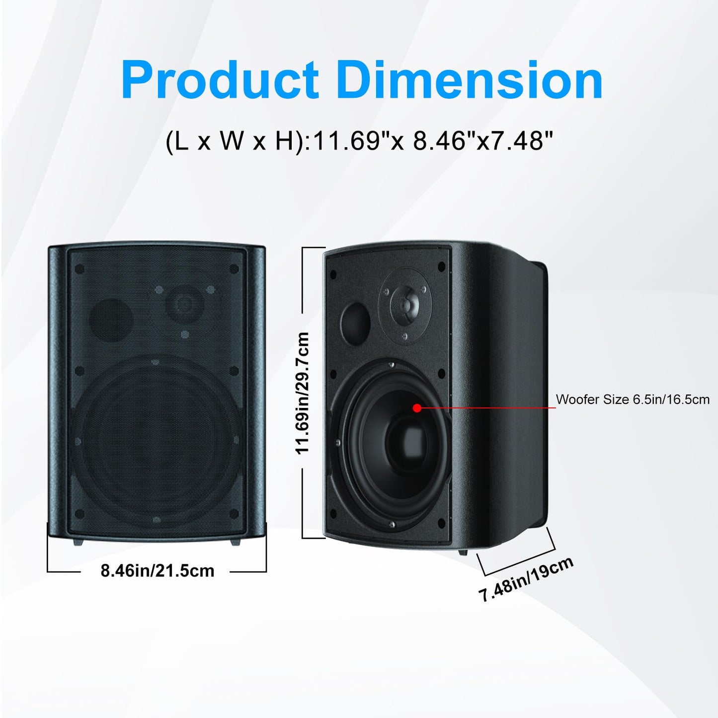 Herdio Bocinas para Exterior,6.5 Pulgadas 800W Altavoces para Exteriores, Resistente al Agua, Adecuado para el hogar, Patio, Terraza,Patio Trasero(4 Altavoces,Negros)
