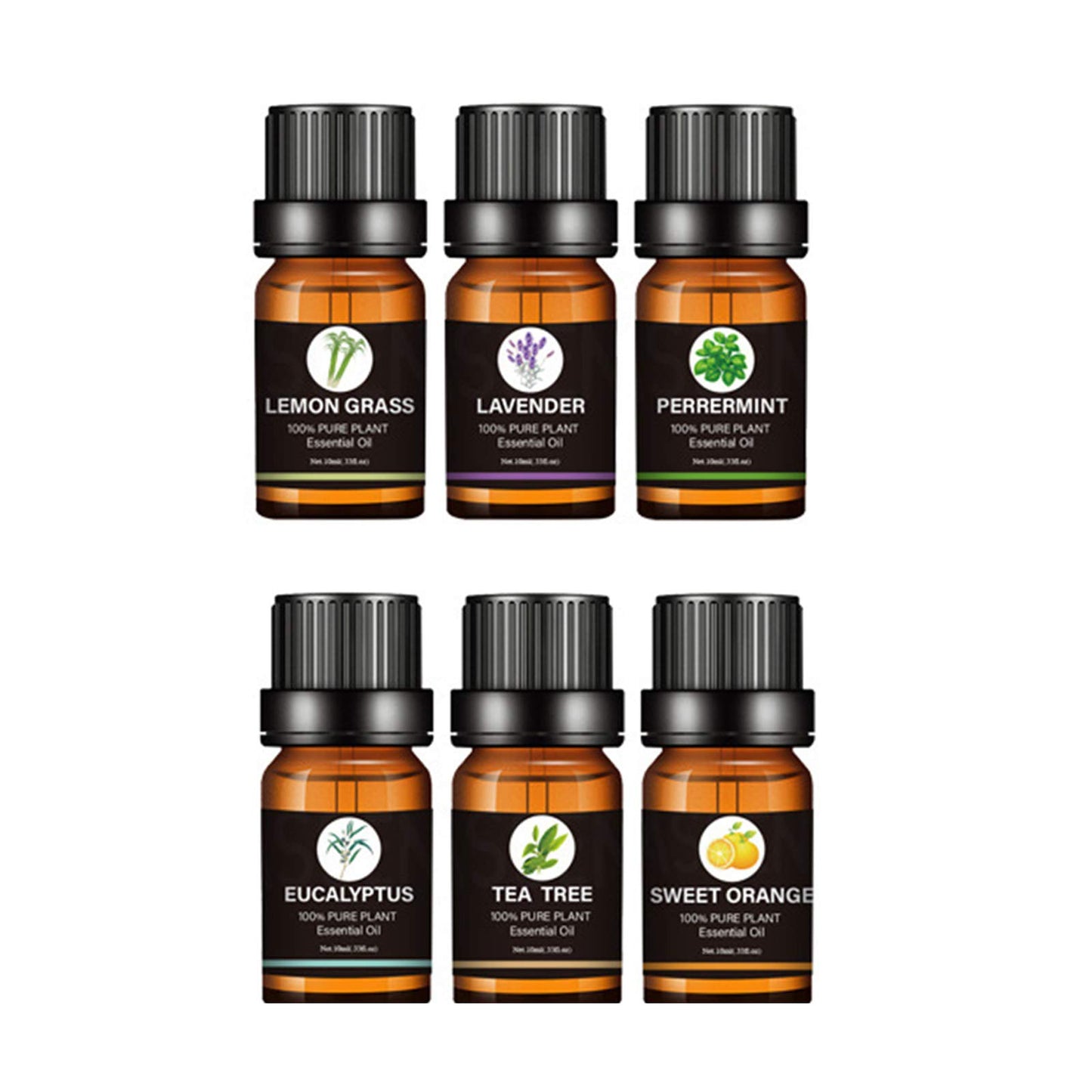 Kit de Aceites Esenciales de Aromaterapia para Difusor SPA Naranja Lavanda Arból de Té Menta Limoncillo Eucalipto