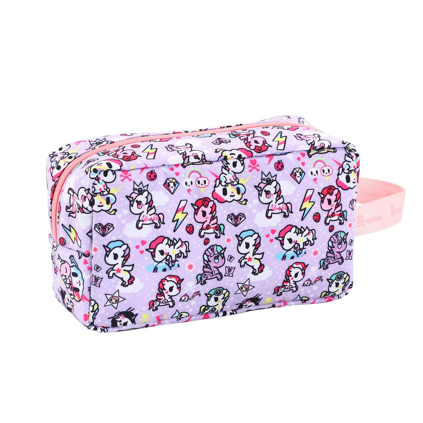 Tokidoki Unicorno Bolsa de maquillaje de viaje para mujer, bonita bolsa de cosméticos de gran capacidad, bolsa de artículos de cambiador portátil de dibujos animados para viajes, trabajo, oficina