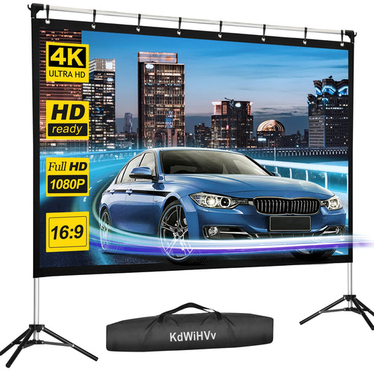 KdWiHVv - visualización de proyector portátil de 120 Pulgadas para Interiores y Exteriores, visualización de proyector 16:9 HD 4K sin Arrugas, visualización de película Ligera con Bolsa de Transporte