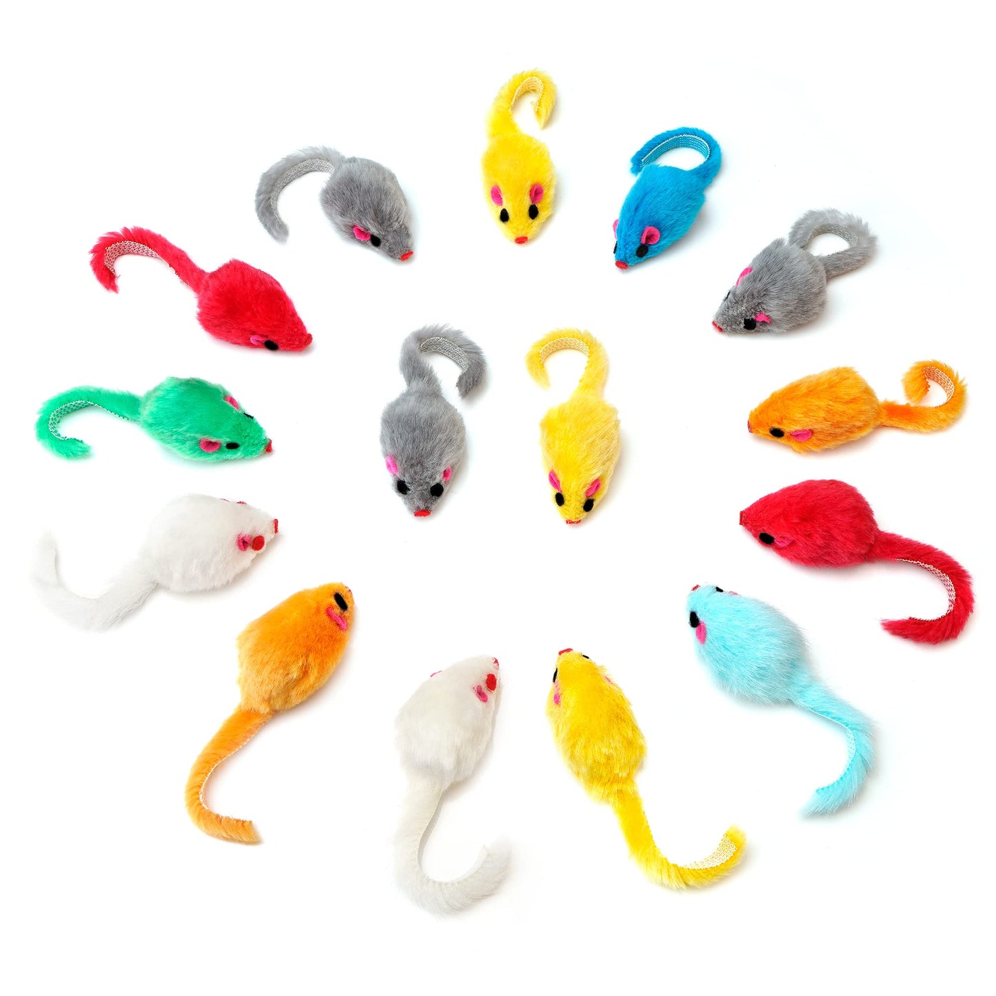Chiwava 36 Piezas 10cm Juguetes para Gatos Peludo Ratones sonajero pequeño Ratón Gato Gatito Interactivo Colores Variados