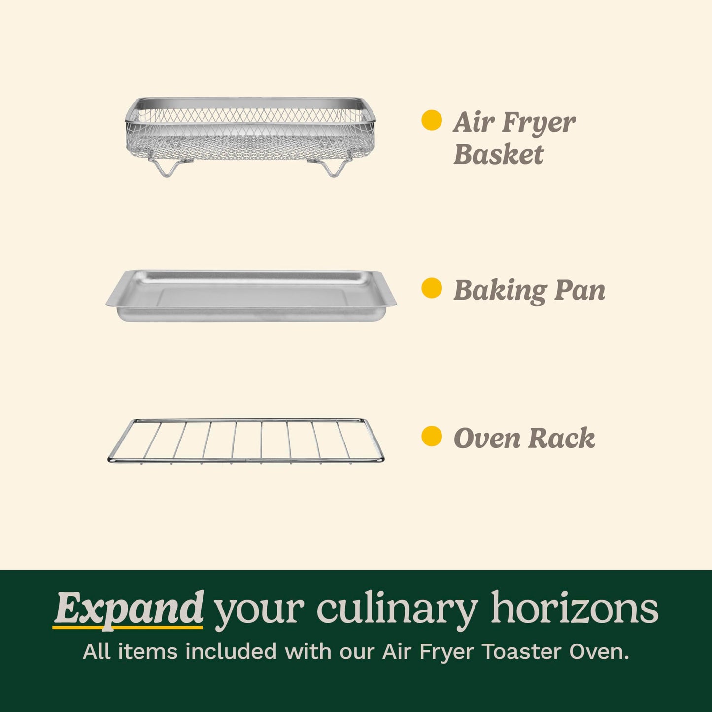 Cuisinart TOA-26 - Horno tostador compacto para freidora de aire, motor de 1800 W con funciones 6 en 1 y amplio rango de temperatura, freidora de aire, acero inoxidable