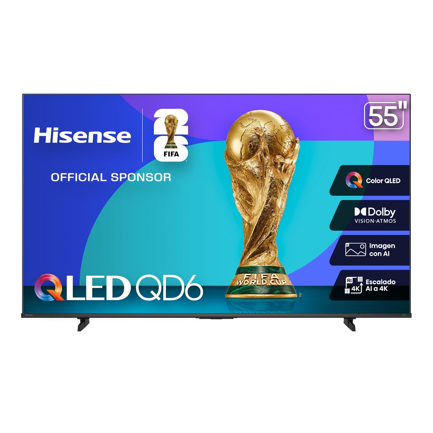 Hisense Television QD6QFM (Modelo 2025) Pantalla 55 Pulgadas,QLED Smart Fire TV UHD 4K,Control Remoto por Voz con Alexa,Escalado AI a 4K,Dolby Vision Atmos, Modo de Juego Plus