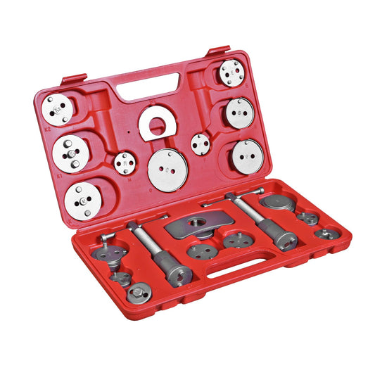 BIG RED Torin 22 piezas Kit de herramientas de prensa de pinza de freno de disco Juego de herramientas de compresor de pinza de pistón de freno para reinicio de pastillas de freno, rojo, ATRHS-E3318BR