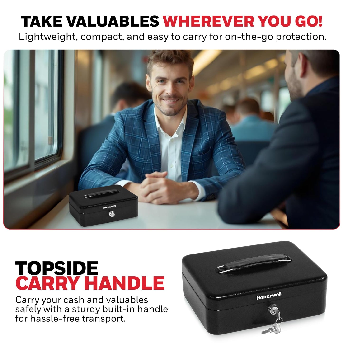Honeywell Safes & Door Locks - 6112 Standard Steel Cash Box with Key Lock, Black