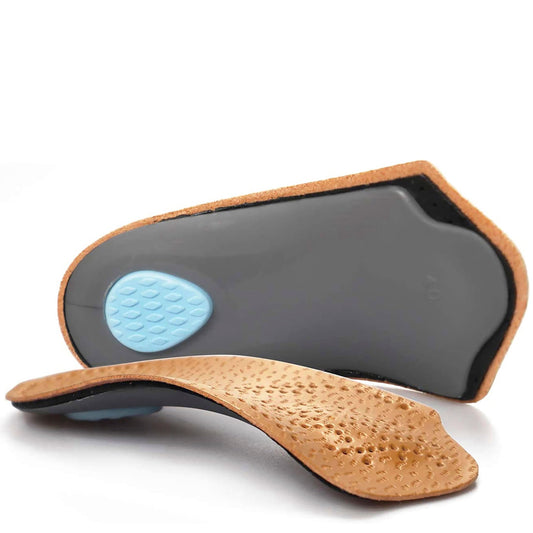 Inserciones ortopédicas de 3/4 de longitud, soporte de media fascitis plantar con almohadilla metatarsiana para talón, plantillas de piel ligera para zapatos de pie para mujeres y hombres, soporte de arco alto para ejercicios de pies planos, S