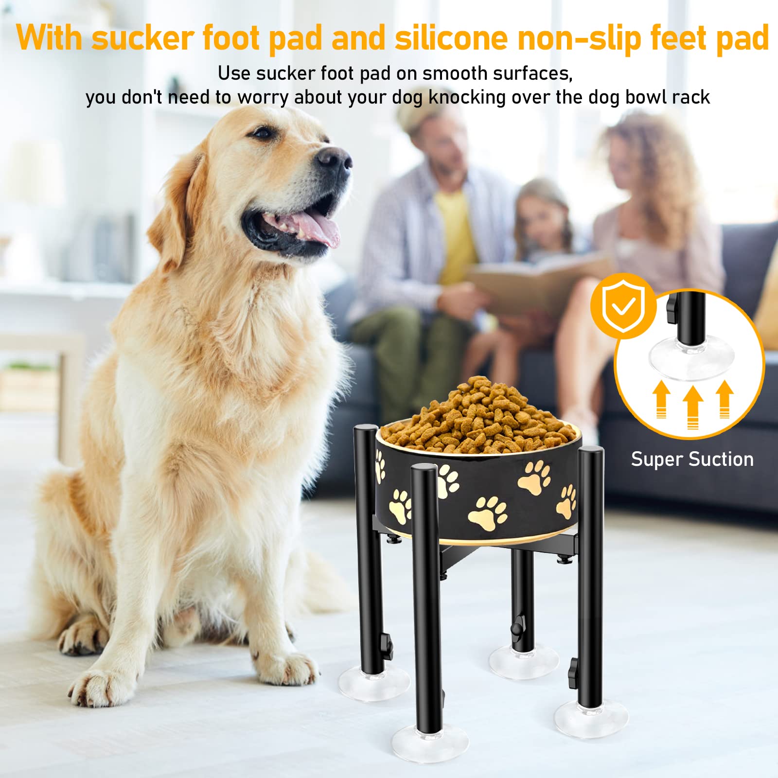 SYBECHATF Soporte elevado ajustable para cuencos para perros, se adapta a cuencos de 6 a 11 pulgadas, 4 ajustes de altura Soporte para alimentador de agua elevado para perros elevado, para perros