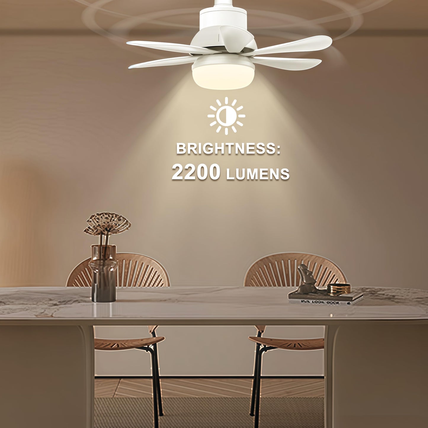 Locamp - Luz de ventilador con control remoto elimina la necesidad de un enchufe E26 Se puede utilizar en cualquier ubicación, LED regulable, 3 niveles de temperatura de color: 3000 k-6500 k. 2200