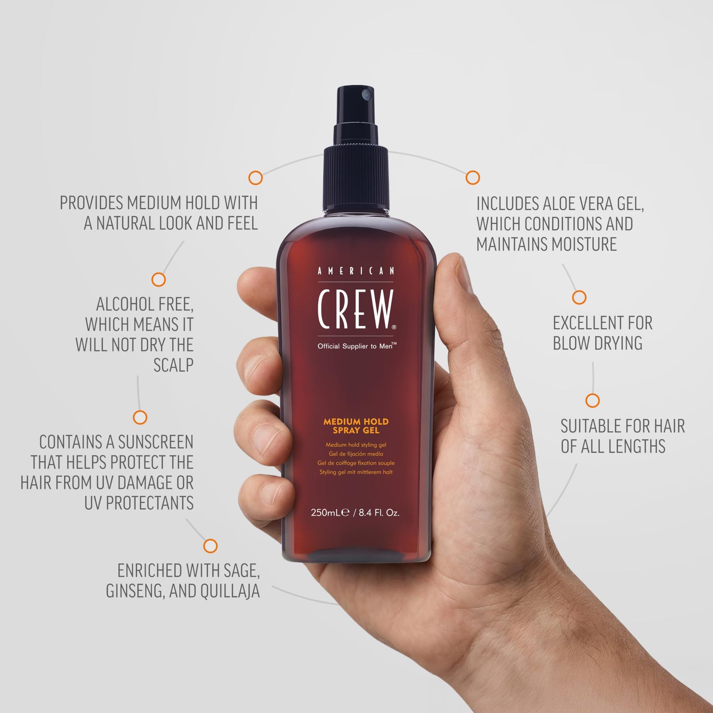 American Crew Spray Gel For Men, Medium Hold 8.45fl Oz
