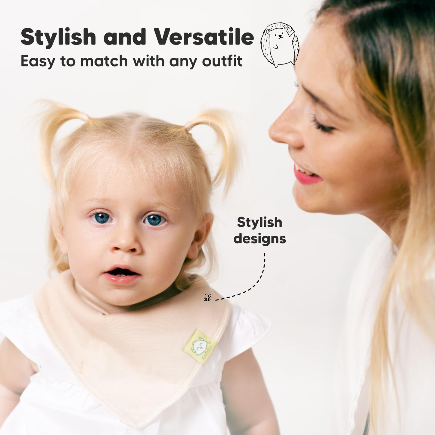 Paquete de 8 baberos orgánicos para niñas – Baberos triangulares súper absorbentes para bebés babeos y dentición, 100% algodón extra suave para recién nacido, bebé de 0 a 36 meses (pastel silenciado)