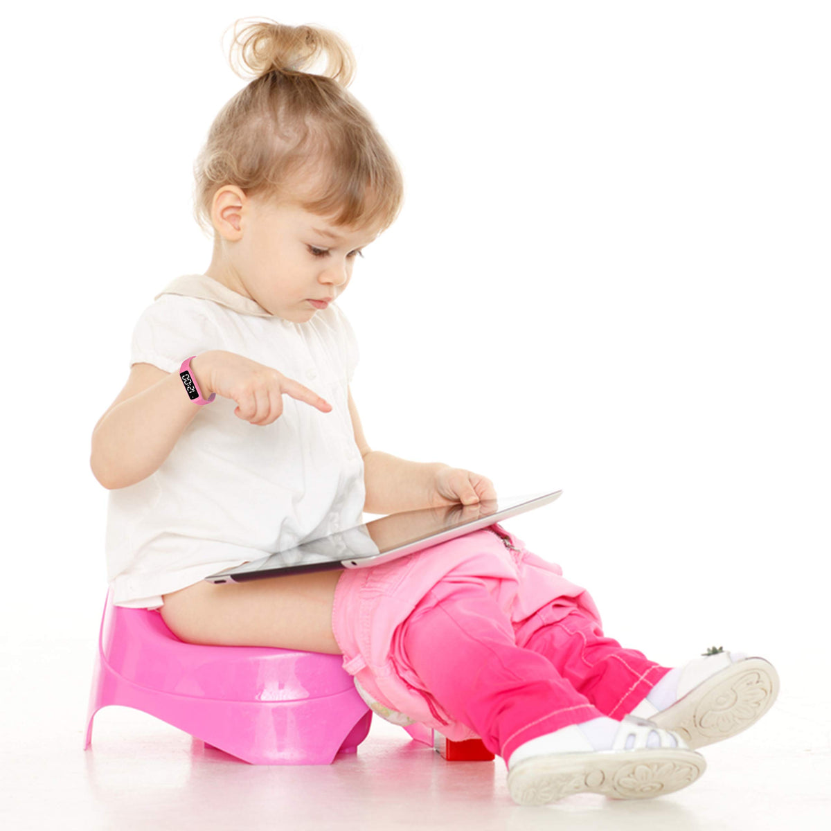 ABC123 Reloj de entrenamiento para ir al baño – Recordatorio de bebé resistente al agua temporizador para entrenamiento de baño para niños y niños pequeños (rosa)
