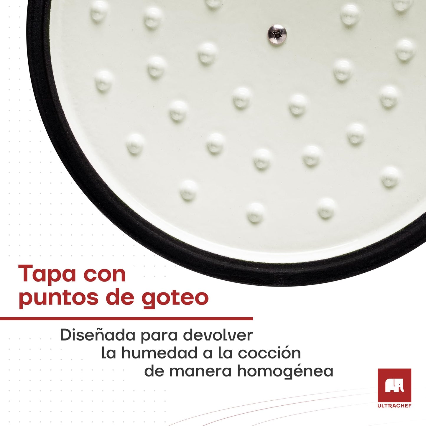 ULTRACHEF Olla de Hierro Fundido Esmaltado para Estufa y Horno | Horno Holandés Cubierto de Hierro Fundido | Dutch Oven | Redonda | Tamaño 28 cm, Capacidad 6 Litros, Rojo