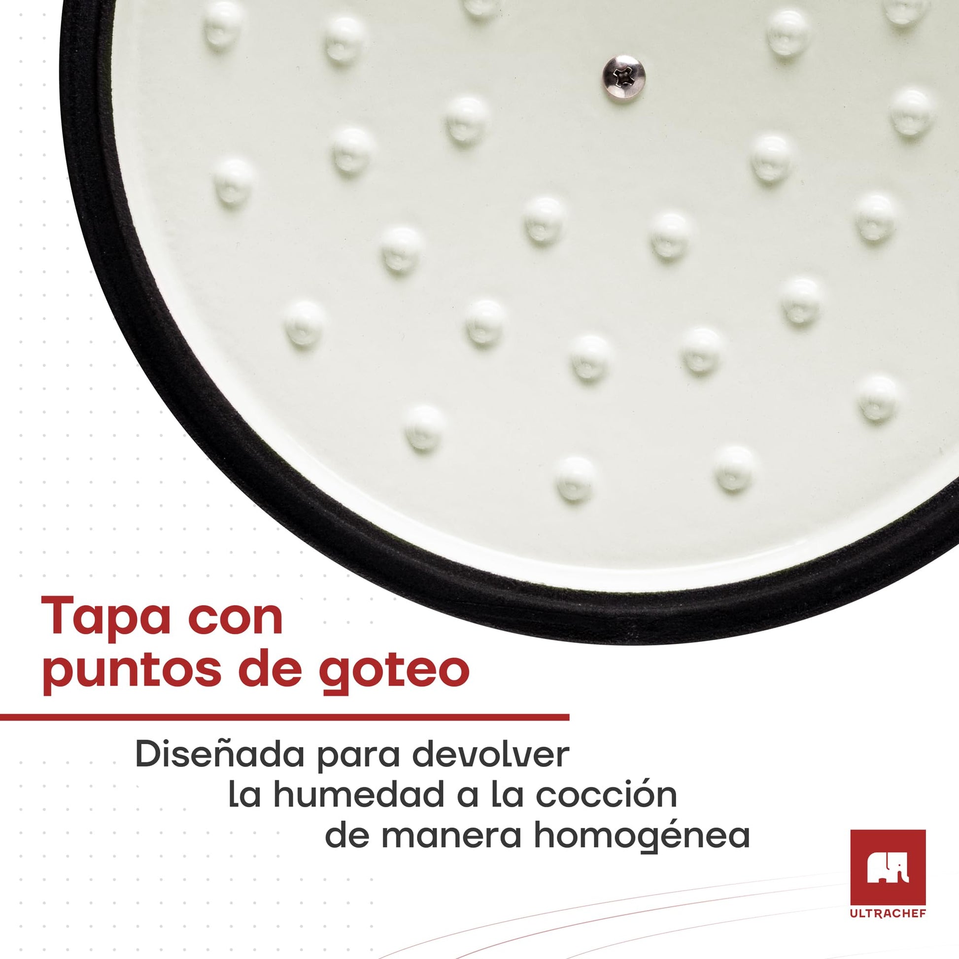 ULTRACHEF Olla de Hierro Fundido Esmaltado para Estufa y Horno | Horno Holandés Cubierto de Hierro Fundido | Dutch Oven | Redonda | Tamaño 28 cm, Capacidad 6 Litros, Rojo