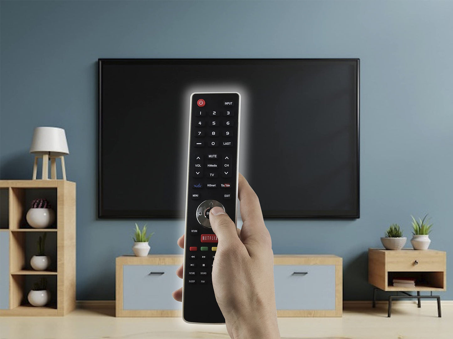 LIDERT Control Remoto para Pantalla Hisense Smart TV EN-33926A EN-33925A 32K366W 40K366WB botón de Netflix y Youtube