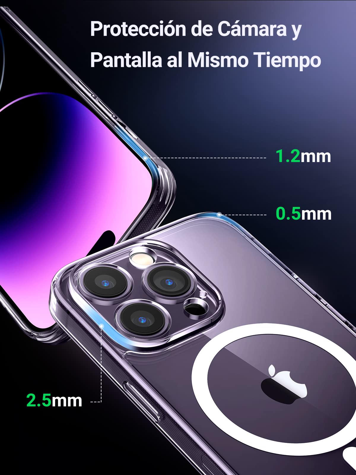 Funda para iPhone 14 Pro MAX UGREEN Transparente con Bolsa de Aire Magnética Ultra Delgado Anti-Caída de Carga Inalámbrica